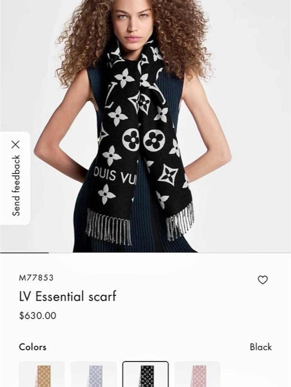 Louis Vuitton LV Essential scarf Black & White